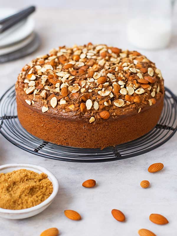 Eggless Pista Almond Cake