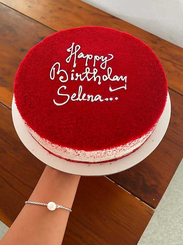 Birthday Bliss red velvet cake