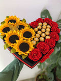 9 Sunflowers Heart Box