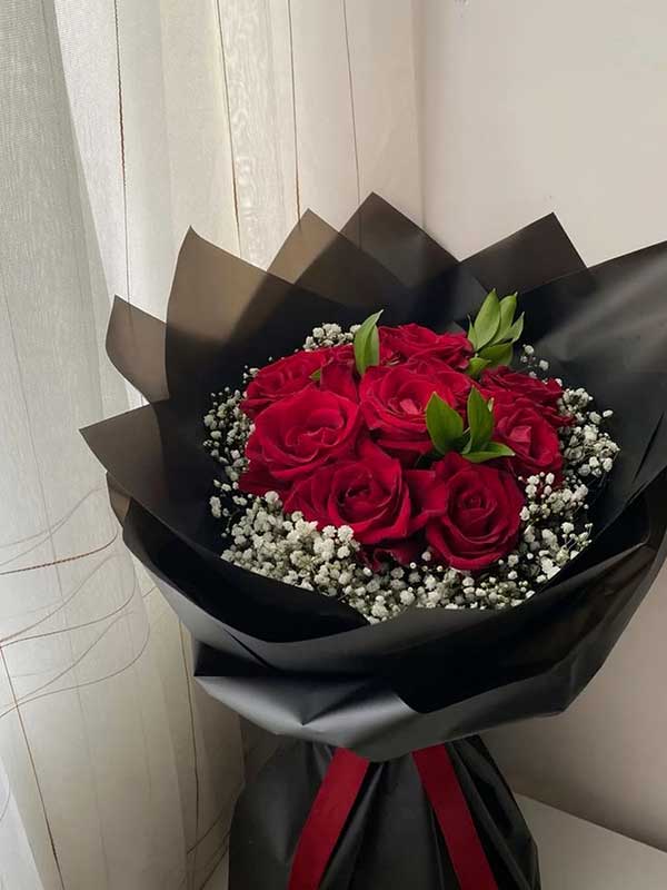 Red Roses in Black