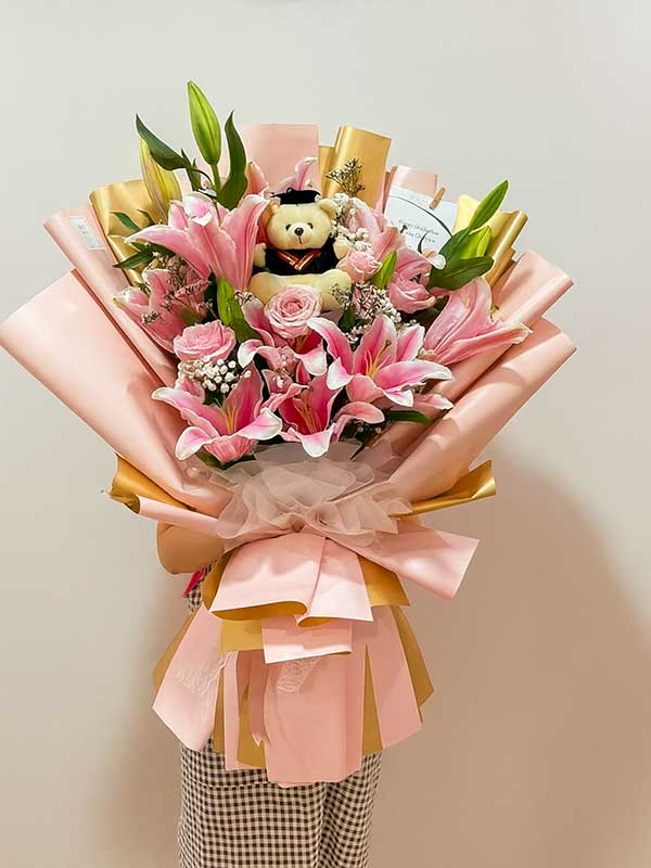 Teddy Lilies Arrangement