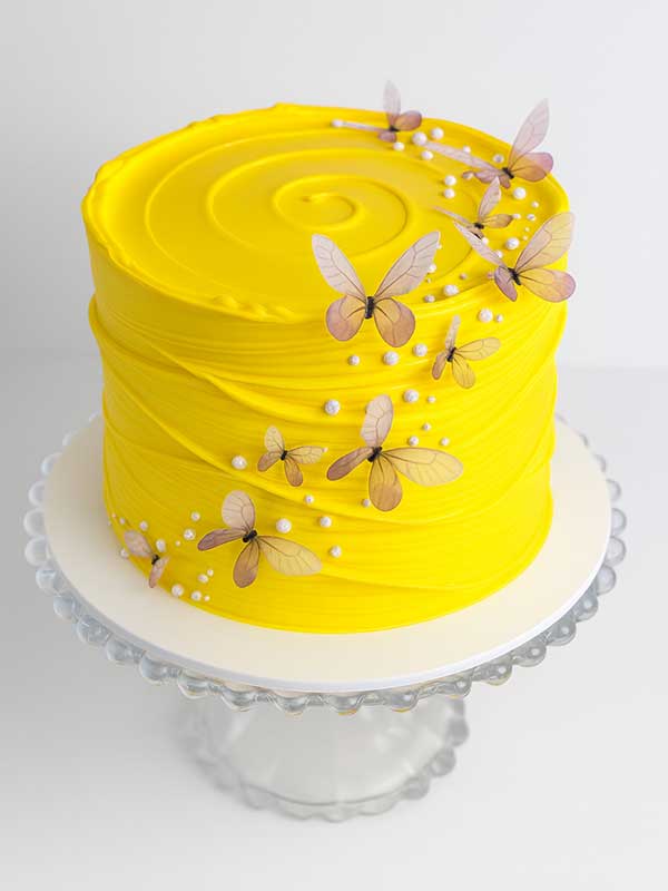 Elegant Yellow Butterfly Cake