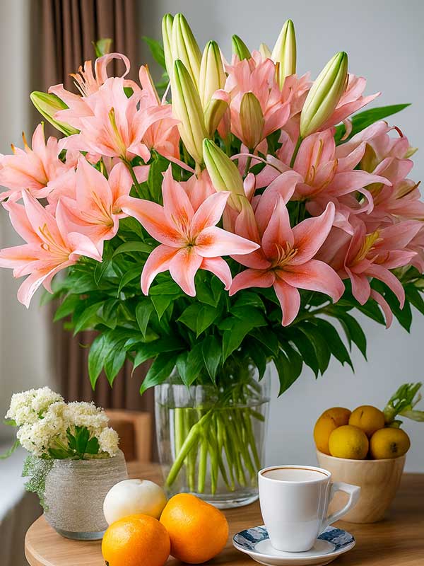 Oriental Lily Glass Vase