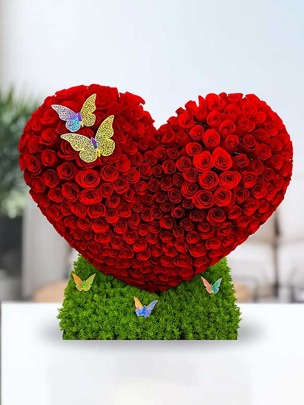 Heart of Roses with Butterflies