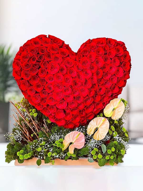 Romantic Anthurium Heart Arrangement