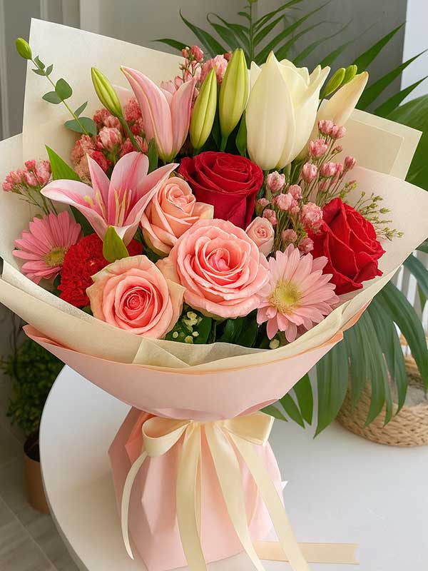 Oriental Lily & Mixed Rose Paper Packing