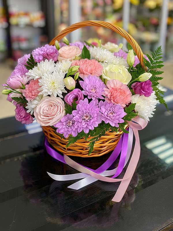Sweet Pink & Dark Pink Rose Cane Basket
