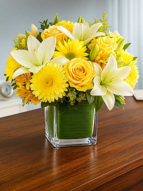 Mixed Yellow Floral Vase