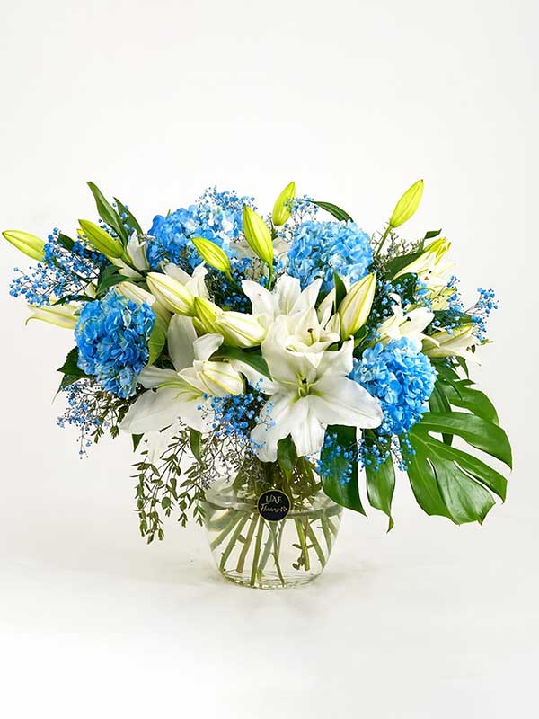 Hydrangea & Oriental Lily Vase