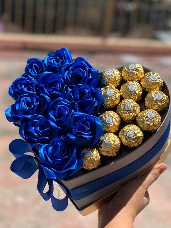 Blue Roses with Ferrero Rocher
