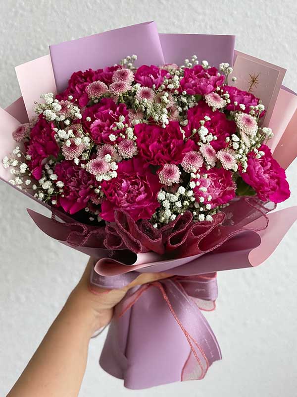 Purple Carnation & Pink Daisy Bloom Bunch